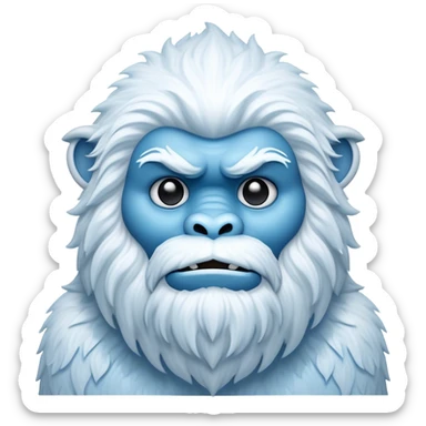 Cinematic Noble Yeti Portrait Emoji, Grand and enigmatic, with a towering, snow-dusted figure in pristine whites and cool blues, exuding ancient, mystical wisdom and stoic majesty, simplified yet exquisitely detailed with frosty textures, glowing with a gentle, icy outline that captures the awe-inspiring presence of a guardian of the frozen wilds! sticker