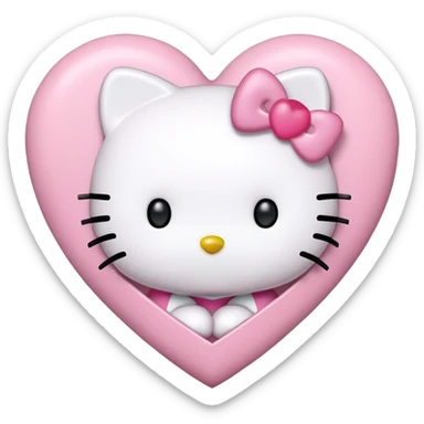 hello kitty and dear daniel in shape of a heart sticker