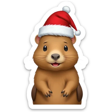 Capybara con gorrito de navidad con un montón de poses para paquete de sticker de WhatsApp que hablen peor ejemplo hola o algo asi sticker