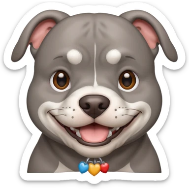 Large solid grey pitbull with an adorable face smiling  sticker