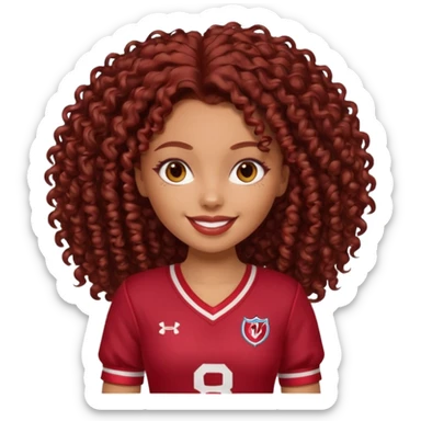 a pretty bratz dusky girl with dark red curly hair and a jersey on sticker