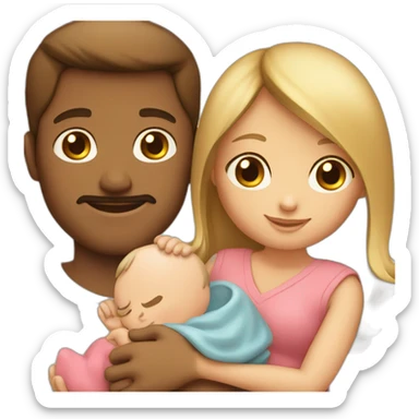 Family, mum dad, 2 year old girl and newborn baby boy sticker