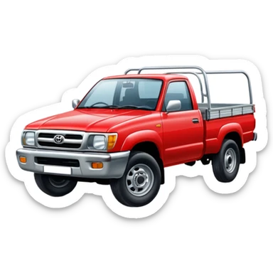Red 1999 hilux with a full steel tray sticker