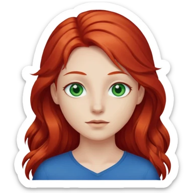 Like the first but her eye green  and blue and her hair red that brolong herwn  sticker