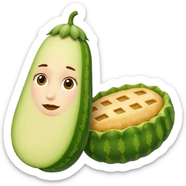 pepino con pies y cabello largo rubio con pestañas postisas y vestida de teibolera sticker