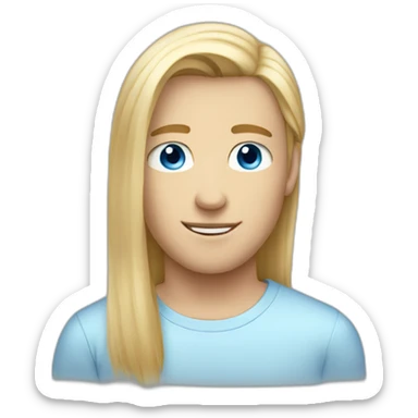 blue-eyed male teen long straight blond hair sticker