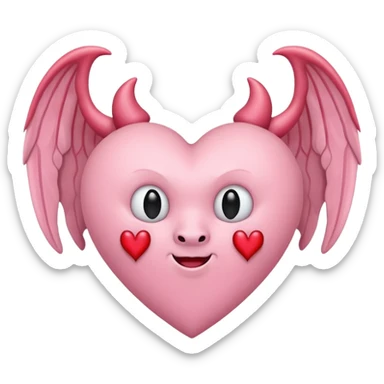 pastel pink heart with devil wings sticker