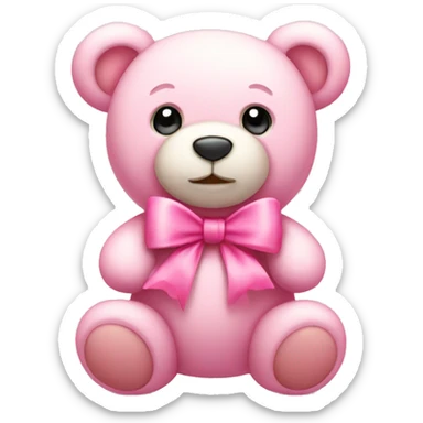 light pink cute teddy bear and pink bow sticker