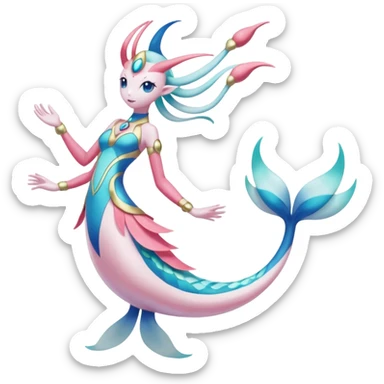 Primarina-Meloetta-Cresselia-Milotic-Amaura-Pokémon-Fakémon-fusion, full body sticker
