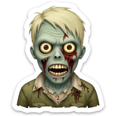 Walking zombie, tattered clothes, scary expression, realistic horror, no background





 sticker