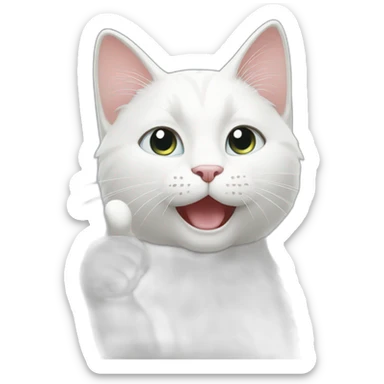 White cat gives a thumbs up sticker