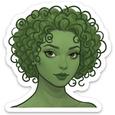 girl with curly hair, makeup, good style  sticker