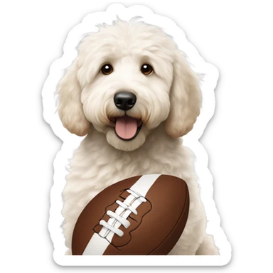White Goldendoodle Cleveland Brown Football   sticker