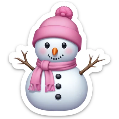 Pink snowman with pink hat and scarf sticker