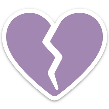 A dull purple broken heart sticker
