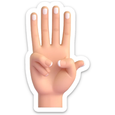 White hand making the 'OK' gesture, thumb and index finger forming a circle, other three fingers extended, in 3D emoji style with transparent background. sticker
