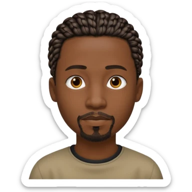 Hazme un emoji de un hombre negro con trenzas cortas (pero un poco largas) y una pequeña perilla sin bigote sticker