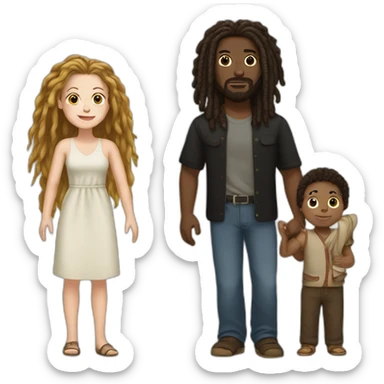  white woman browns black man with dreadlocks and mixed baby sticker