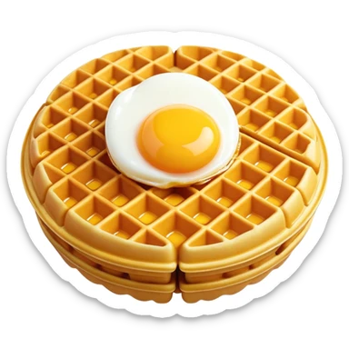 3D rendered hyper-realistic Hong Kong egg waffle with golden brown bubbles, vibrant yellow color, candy-like glossy texture, detailed crispy exterior, soft lighting, fun playful presentation sticker