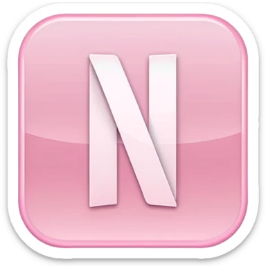 Netflix aesthetic "N" logo in pastel pink with white glowing outline sticker