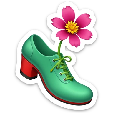 Shoe stepping on a flower sticker