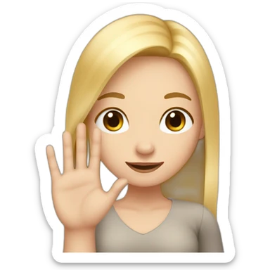white skin girl with blonde hair showing ONLY THREE out of five fingers up on her ONE hand sticker