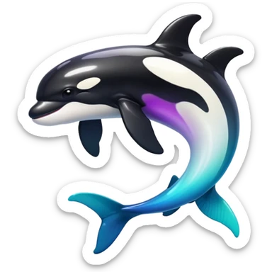 white blacks colorful gradient shiny glossy Fakémon-Digimon-orca-reptile-charizard-feraligatr-lizard-creature-hybrid (full body) sticker