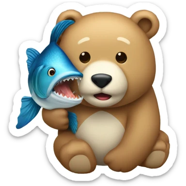 urso raivoso com um peixe na boca sticker