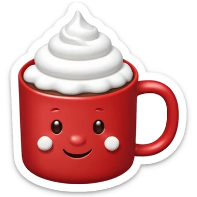 red mug of hot chocolate with marshmallows sticker
