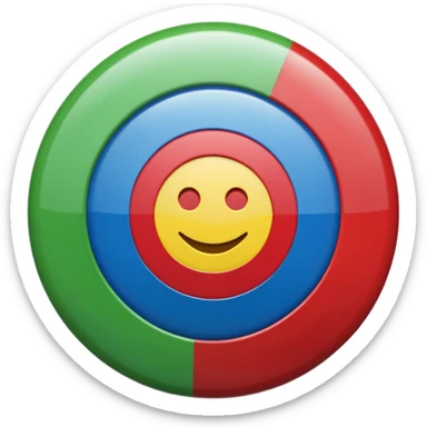 A glossy 3D emoji icon of the Romani flag. The flag is a horizontal bicolor, blue on top and green on bottom. A red spoked wheel chakra symbol is centered across the middle. The style is cute, rounded, shiny, plastic texture, digital icon art, isolated on a plain background. sticker