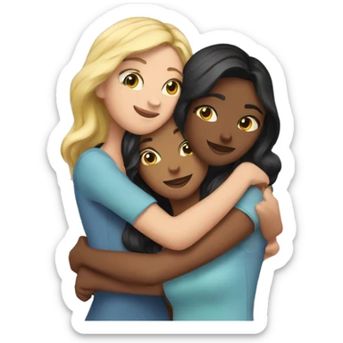 three girlfriends hugging sticker