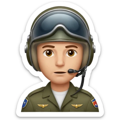 a brutal white male military pilot in an aviation helmet on face and a modern uniform. maximum quality sticker