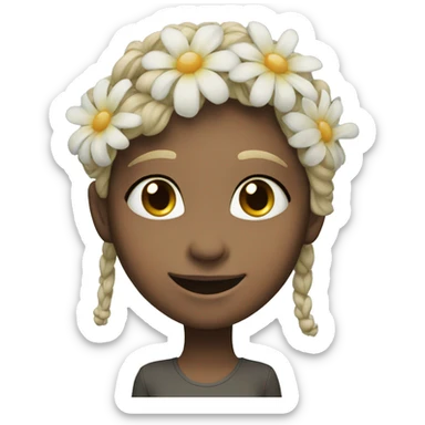 smiling girl with flower moon hair long sticker