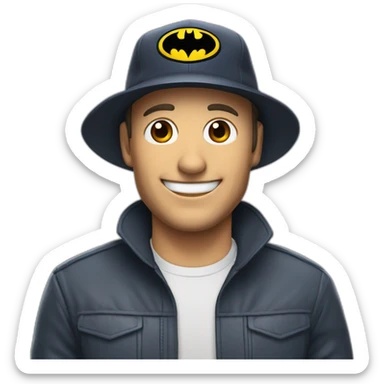 Batman tenant une bière avec une casquette sur la tête sticker