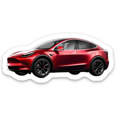 Red Tesla model y with black wheels sticker