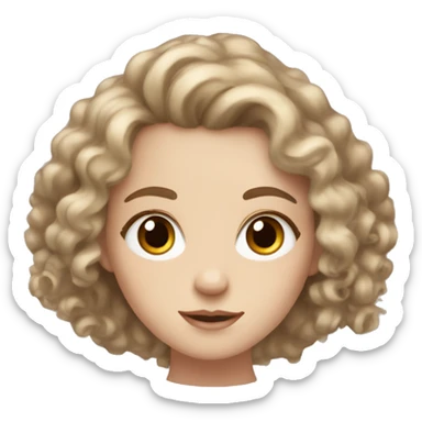 Pale girl with brown curled lashes and brown curly hair  sticker