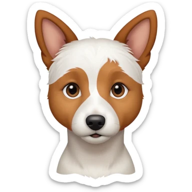 a fully white jack russell the size of a kelpie with light brown ears and a light brown patch on one eye sticker