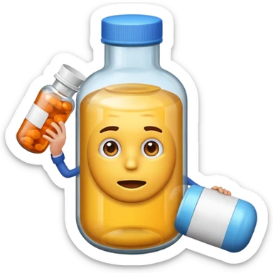 RFK Jr as an emoji shooting at a giant pill bottle labeled 'Big Pharma' sticker