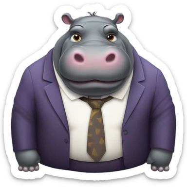 rich hippo, with stomach ache sticker