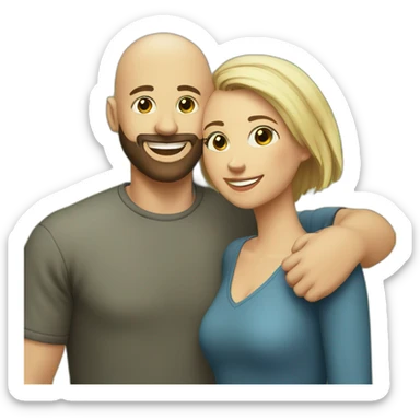 Happy-secret-couple-bald-guy-with-beard-very-shorthaired-girl sticker