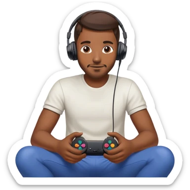 Muchacho guapo con audífonos jugando playstation sticker