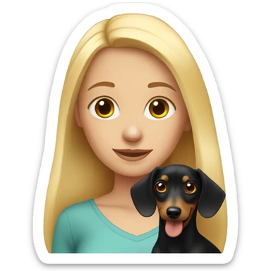 Blonde girl with dark mini dachshund  sticker