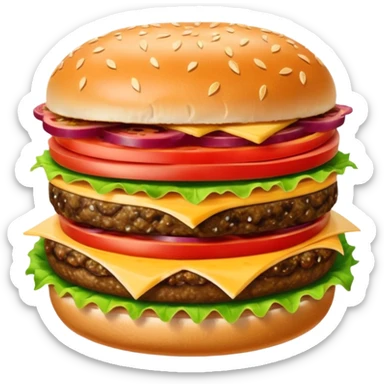 Generar hamburguesa de pan color café con semillas hemp encima del pan, con carne, tomate, lechuga, queso, piña dentro de ella sticker
