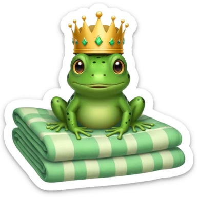 Frog with crown in bed sticker