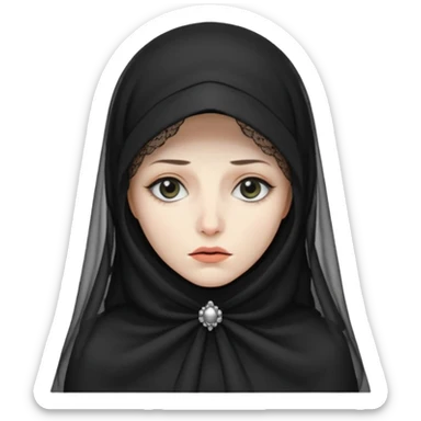 create a widow lady with a black hat and a veil covering her entire face sticker