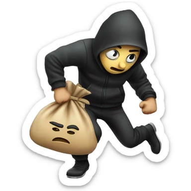 Thief stealing money bag sticker