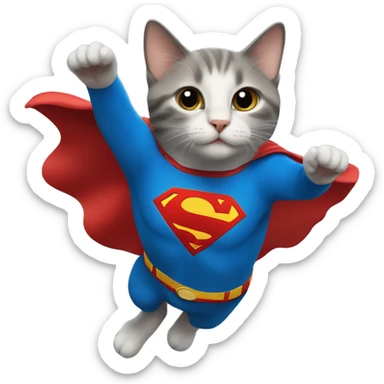 Cat flying with superman costume  sticker