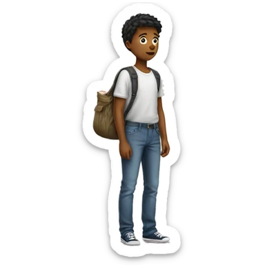 Boy standing with empty pockets sticker