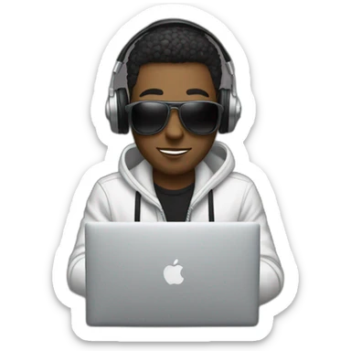 White Music producer with a macbook  sticker