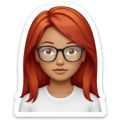 Crespa peli roja tono fuerte , trigueña , con lentes y top blanco pelo largo  sticker
